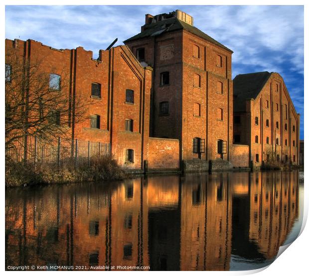 Old canal factory Print by Keith McManus