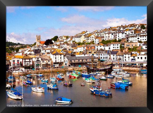 Brixham Harbour Framed Print by Ian Merton