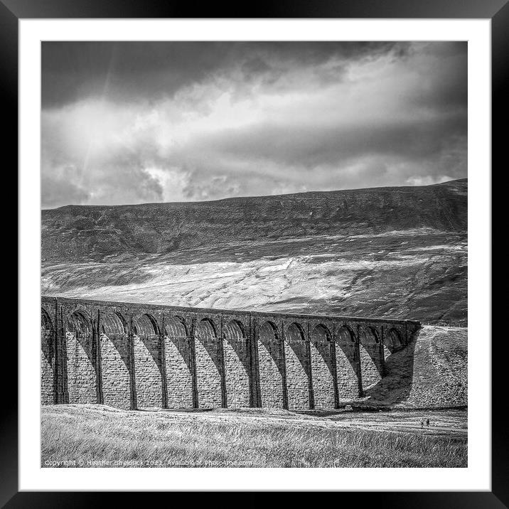 Ribblehead Railway Viaduct, Yorkshire Dales, Black Framed Mounted Print by Heather Sheldrick