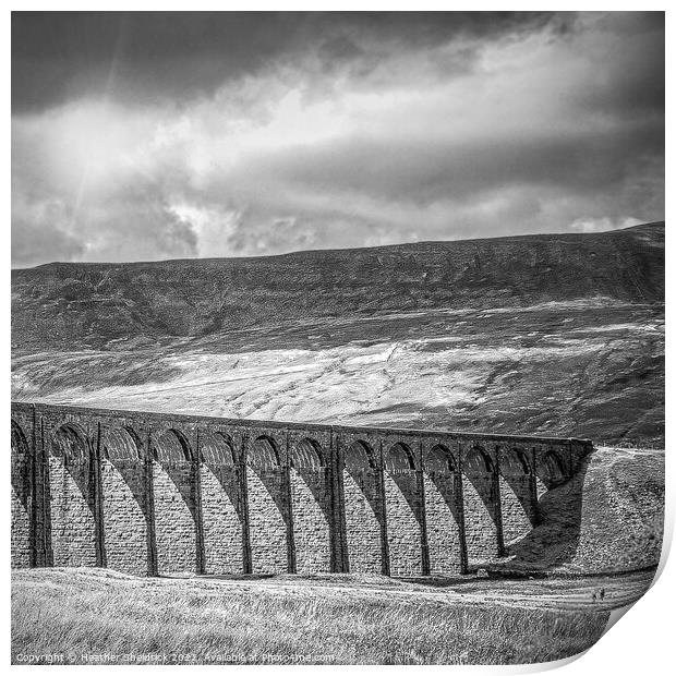 Ribblehead Railway Viaduct, Yorkshire Dales, Black Print by Heather Sheldrick