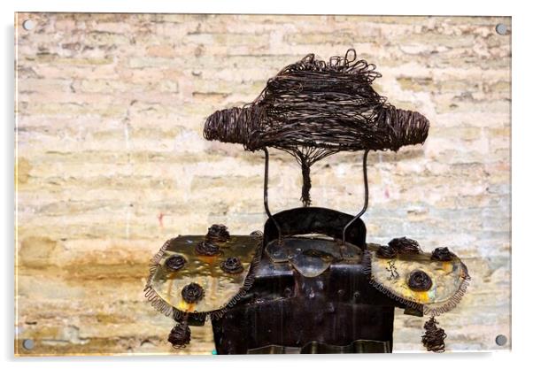 Detail of an abstract sculpture - a bullfighter Acrylic by Jose Manuel Espigares Garc