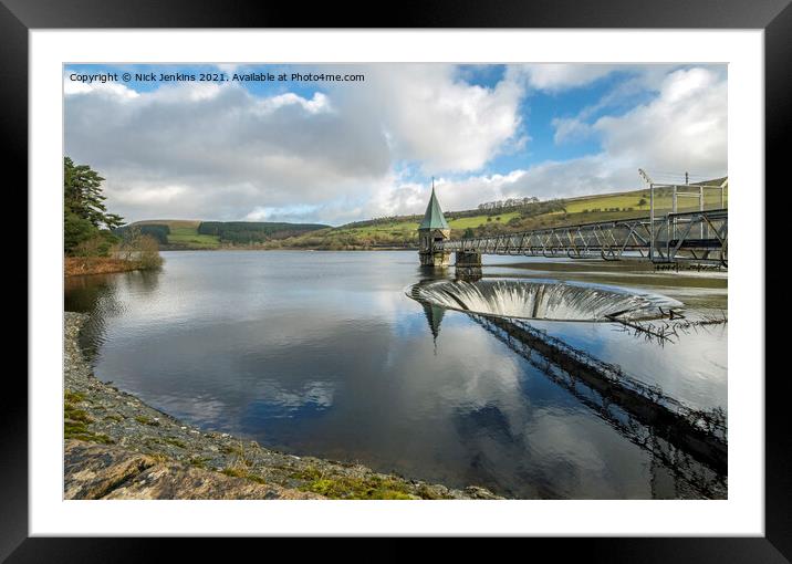 Pontsticill Reservoir and Water Outlet Brecon Beac Framed Mounted Print by Nick Jenkins