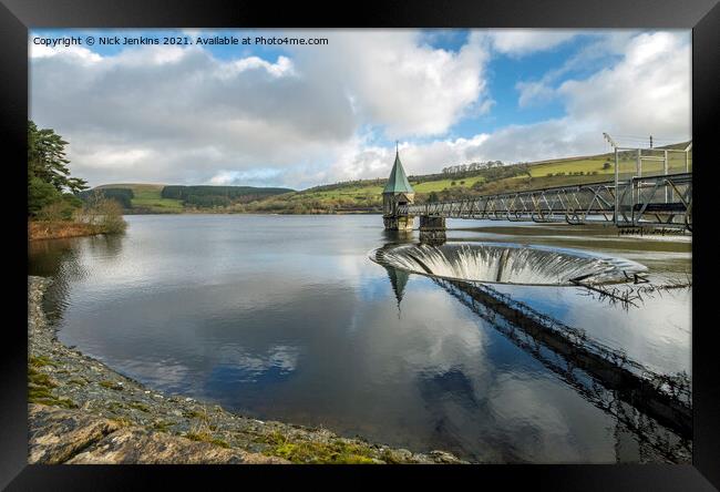 Pontsticill Reservoir and Water Outlet Brecon Beac Framed Print by Nick Jenkins