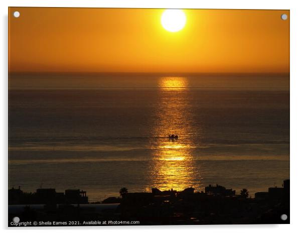 Sunrise over the Sea Acrylic by Sheila Eames
