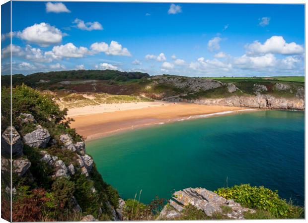 Beautiful Barafundle Bay Beach Canvas Print by Wendy Williams CPAGB