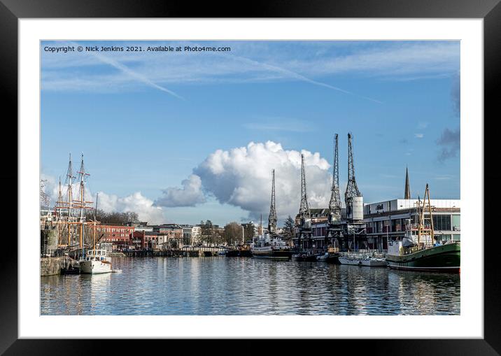 Bristol Floating Harbour and Moored Boats Framed Mounted Print by Nick Jenkins