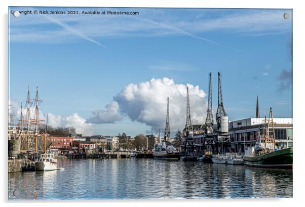 Bristol Floating Harbour and Moored Boats Acrylic by Nick Jenkins