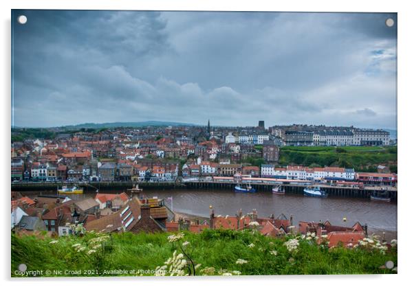 Whitby town and harbour Acrylic by Nic Croad