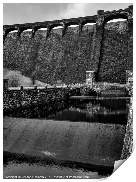Claerwen Dam, Elan Valley Print by Gordon Maclaren