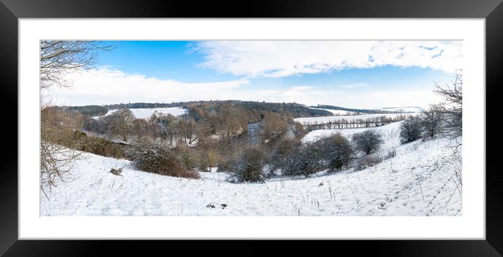 Panorama of Teviotvale in winter snow Framed Mounted Print by Dave Collins