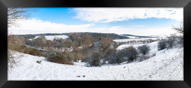 Panorama of Teviotvale in winter snow Framed Print by Dave Collins