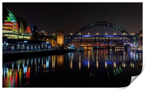 Night Tyne, Newcastle  Print by Frank Farrell