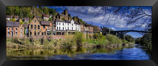 The Town of Ironbridge next to the Severn in Shrop Framed Print by simon alun hark