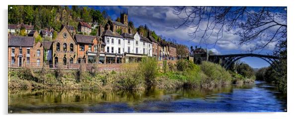 The Town of Ironbridge next to the Severn in Shrop Acrylic by simon alun hark