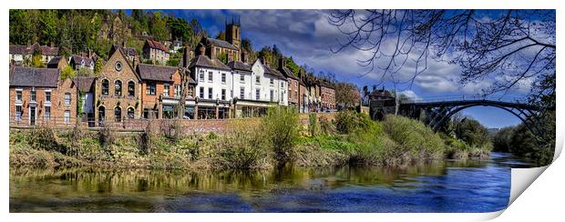 The Town of Ironbridge next to the Severn in Shrop Print by simon alun hark