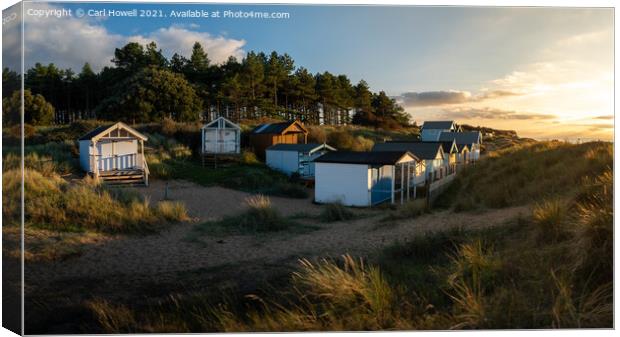Beach Huts at Sunset, Hunstanton, Norfolk Canvas Print by Carl Howell