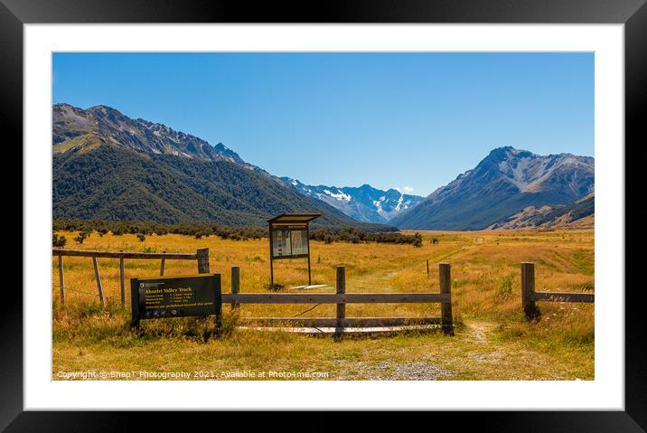 The entrance to Ahuriri Conservation Park in Mackenzie basin, Canterbury Framed Mounted Print by SnapT Photography