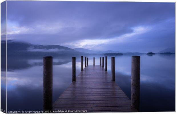 Derwent Water Jetty before Dawn Canvas Print by Andy McGarry