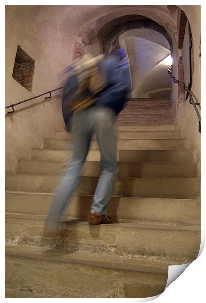 Up the Stairs in Prague Castle Print by Serena Bowles