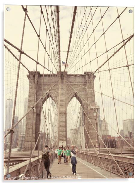 Brooklyn Bridge Acrylic by Simon Peake