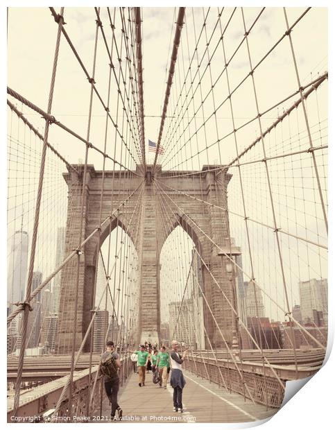 Brooklyn Bridge Print by Simon Peake