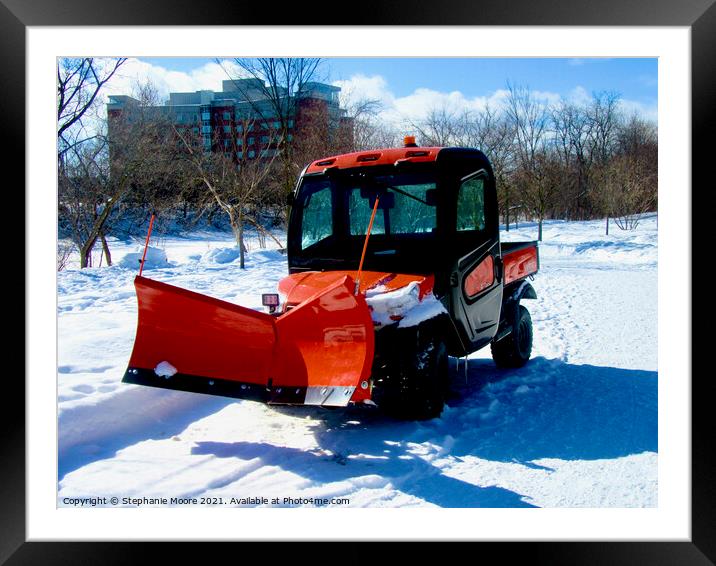 Little Red Snowplow Framed Mounted Print by Stephanie Moore