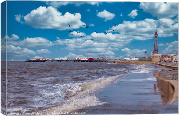 Windy day Blackpool Promenade  Canvas Print by Phil Longfoot