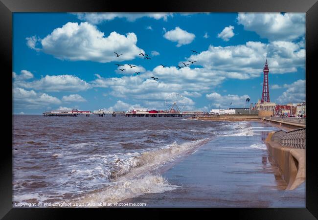 Windy day Blackpool Promenade  Framed Print by Phil Longfoot