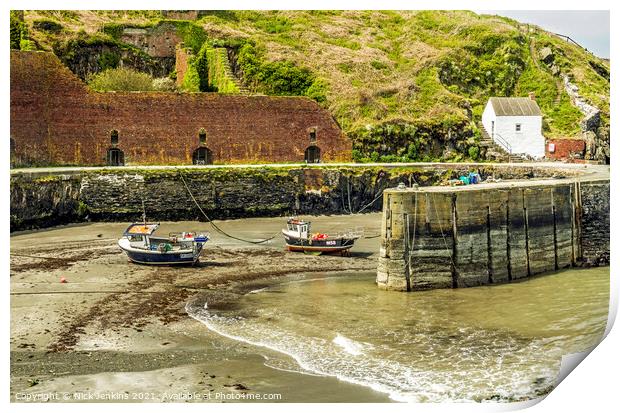 Porthgain Harbour at Low Tide North Pembrokeshire Print by Nick Jenkins