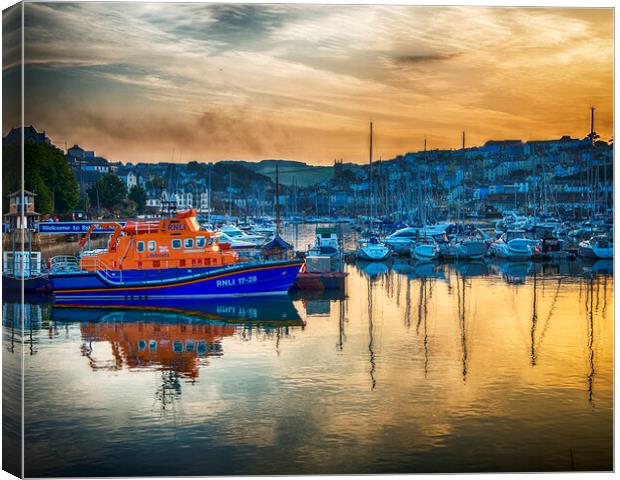 Torbay Lifeboat Moored at Sunset Canvas Print by Paul F Prestidge