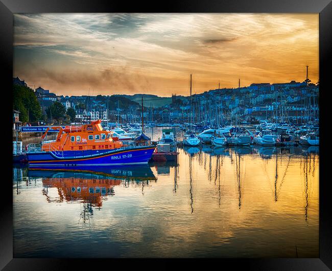Torbay Lifeboat Moored at Sunset Framed Print by Paul F Prestidge