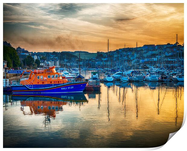 Torbay Lifeboat Moored at Sunset Print by Paul F Prestidge