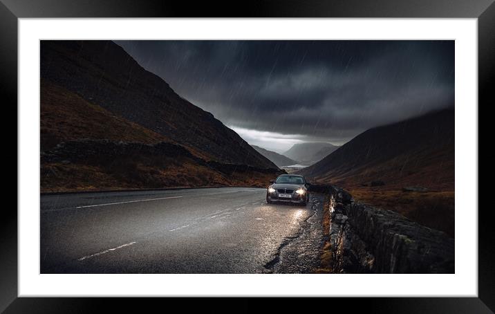 BMW 335D on Moody Mountain Backdrop Framed Mounted Print by Mark Battista