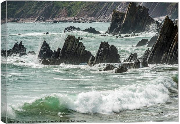 Incoming Tide at Marloes Beach Pembrokeshire  Canvas Print by Nick Jenkins