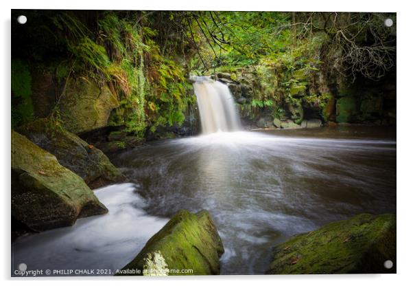 waterfalls in Yorkshire 329 Thomason foss  Acrylic by PHILIP CHALK