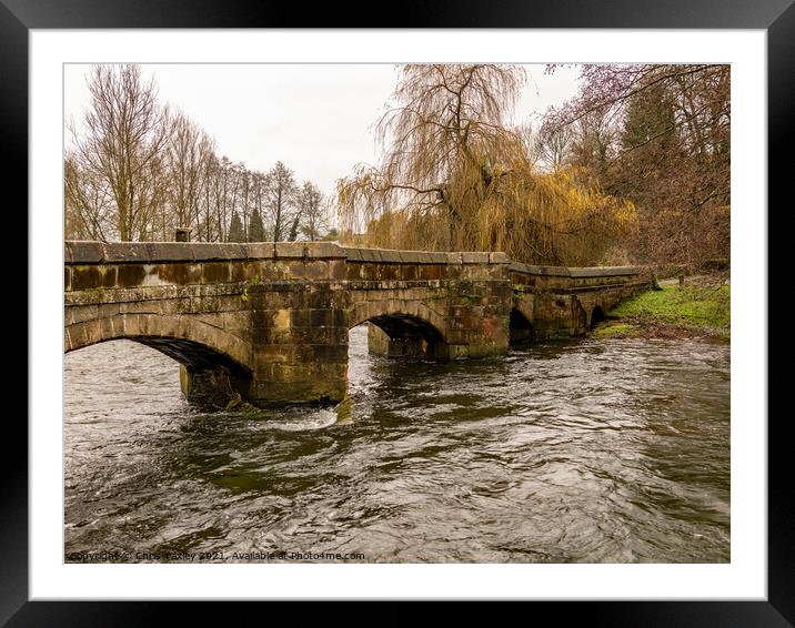 Stone bridge over the River Wye, Bakewell Framed Mounted Print by Chris Yaxley