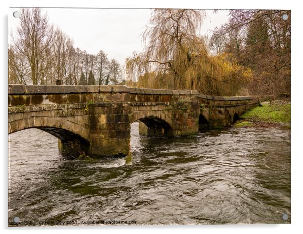 Stone bridge over the River Wye, Bakewell Acrylic by Chris Yaxley