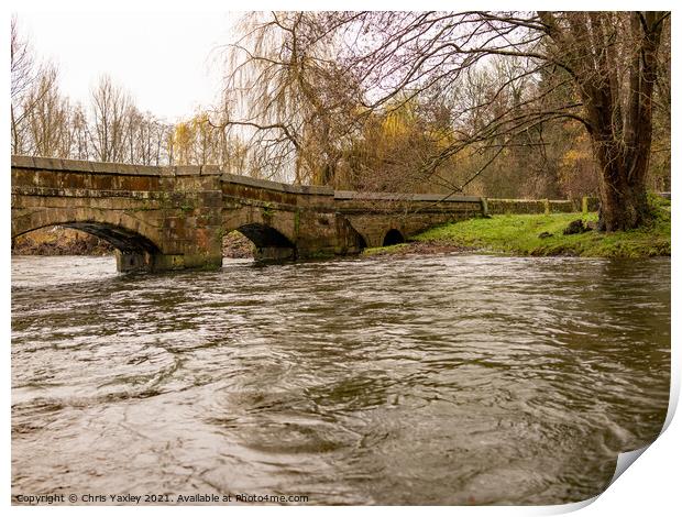 Stone bridge over the River Wye, Bakewell Print by Chris Yaxley