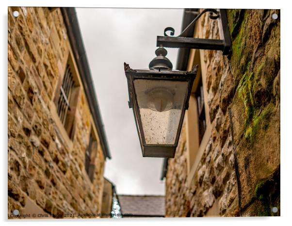 Victorian style light on an old and historic building in a narrow alley way Acrylic by Chris Yaxley