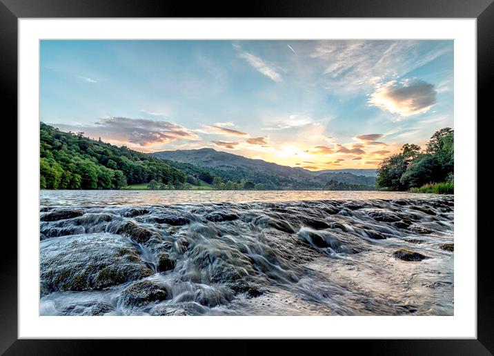 Grasmere weir at Sunset Framed Mounted Print by James Marsden