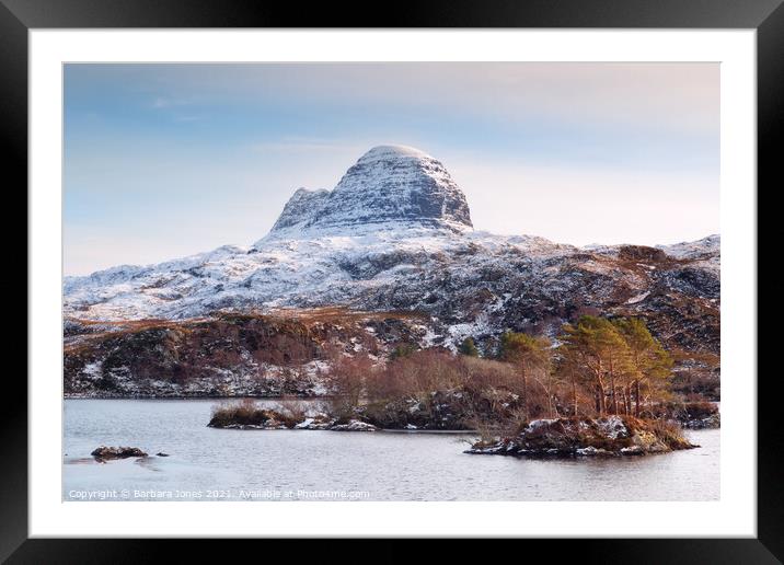 Suilven in Winter Glencanisp Assynt Scotland Framed Mounted Print by Barbara Jones