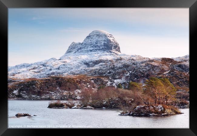 Suilven in Winter Glencanisp Assynt Scotland Framed Print by Barbara Jones