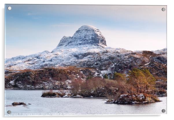 Suilven in Winter Glencanisp Assynt Scotland Acrylic by Barbara Jones