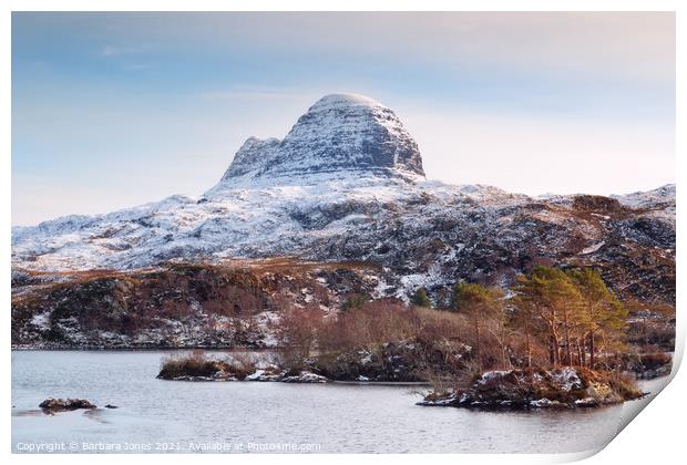Suilven in Winter Glencanisp Assynt Scotland Print by Barbara Jones