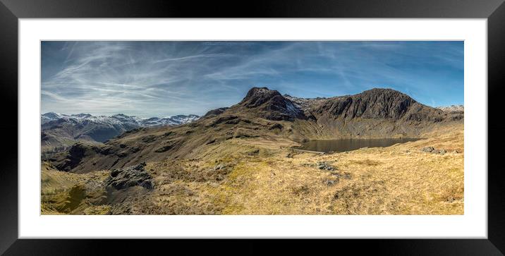 Stickle tarn Panoramic View Framed Mounted Print by James Marsden