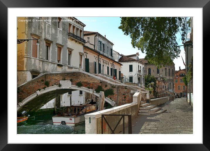 Bridge in Venice Framed Mounted Print by Kevin White