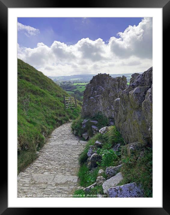 Footpath view from Corfe castle Framed Mounted Print by Graham Lathbury