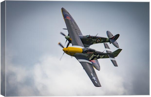 Spitfire and Mustang Canvas Print by J Biggadike