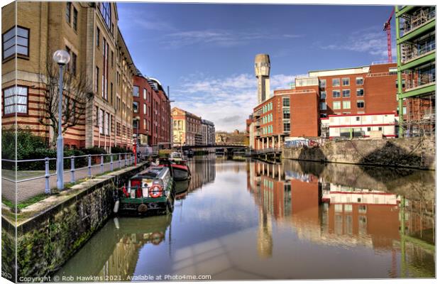 Feeder Canal Reflections Canvas Print by Rob Hawkins