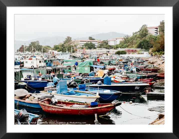 Fishing Boats Moored At Chung Chau Island, Hong Kong  Framed Mounted Print by Peter Greenway